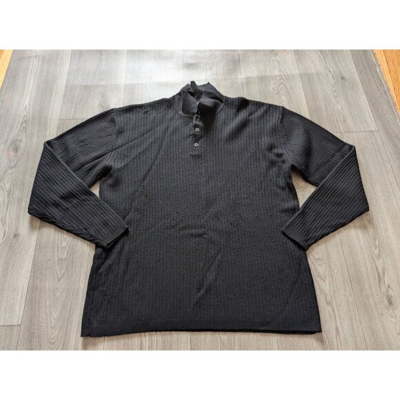 Kenneth Cole New York Black Ribbed Knit Long Sleeve Polo Sweater XXL Mens - Picture 3 of 6